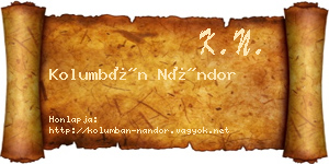 Kolumbán Nándor névjegykártya
